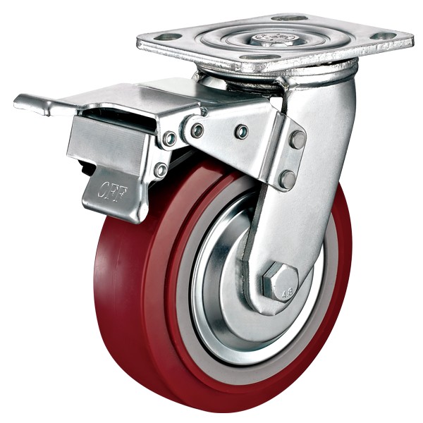 Heavy-duty Caster with PU Polyolefin Wheels and Total Locking Brake