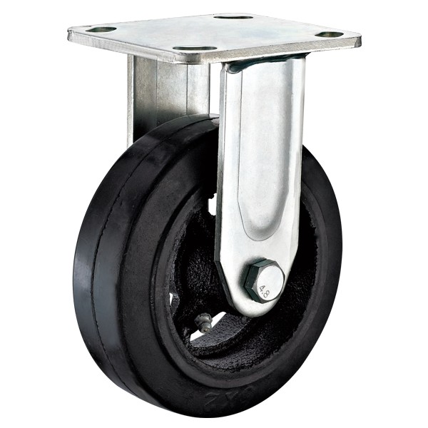 Heavy-Duty Rigid Caster with Rubber Casting Iron Wheel