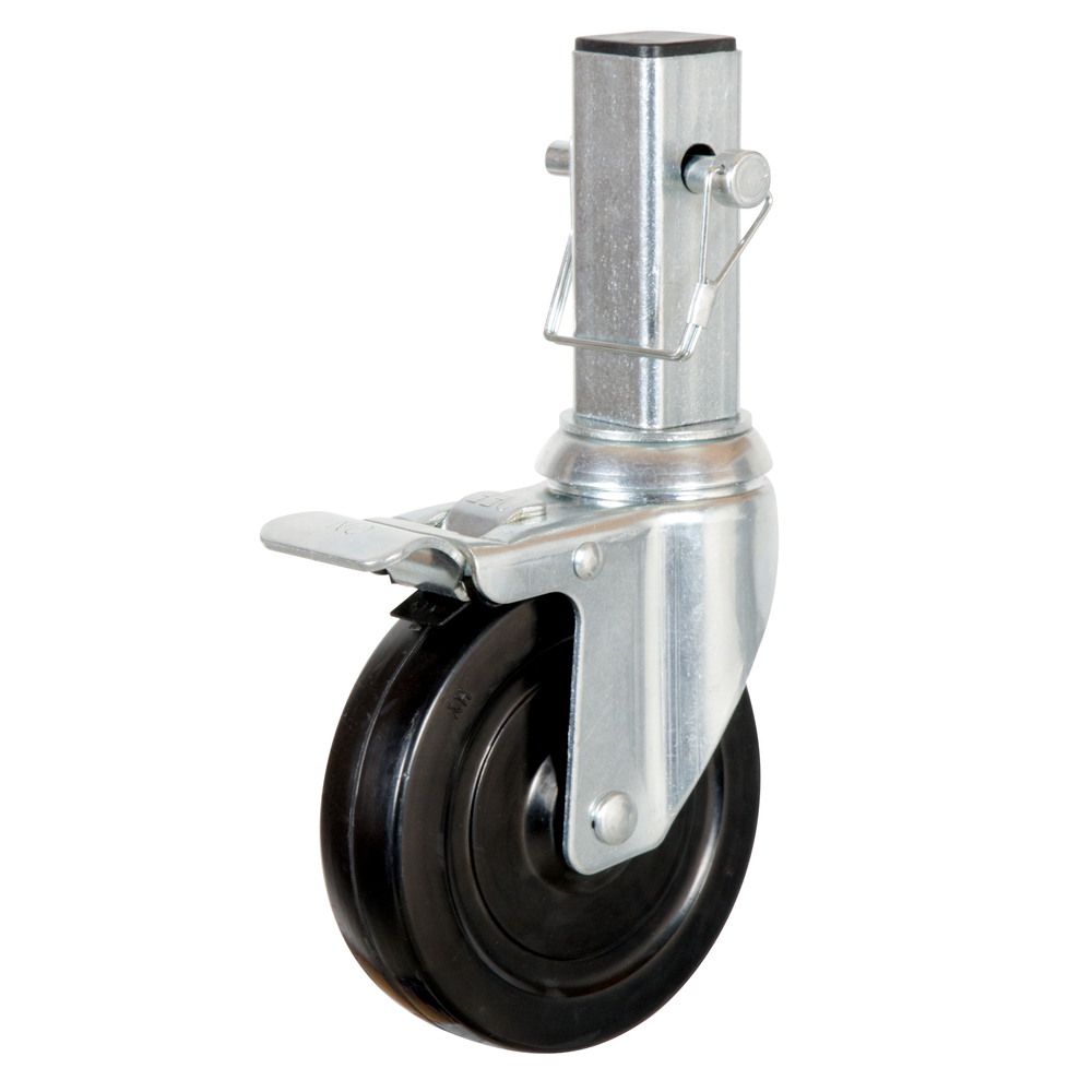 Scaffolding Caster with Square Tube Hard Rubber Wheel Brake