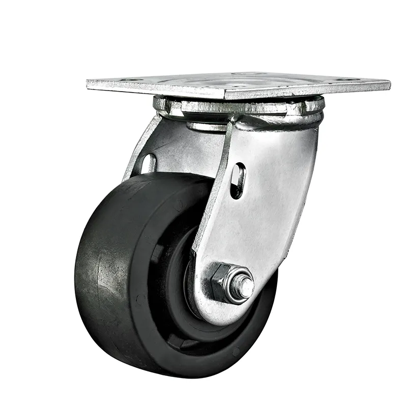 "Heavy Duty Stainless Steel Swivel Caster - High Temp Nylon Wheel with Double Bearings