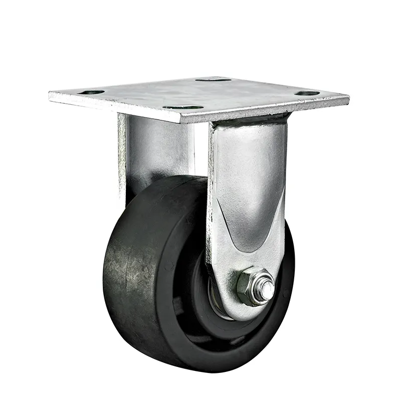 Heavy Duty Stainless Steel Fixed Caster - High Temp Nylon Wheel with Double Bearings