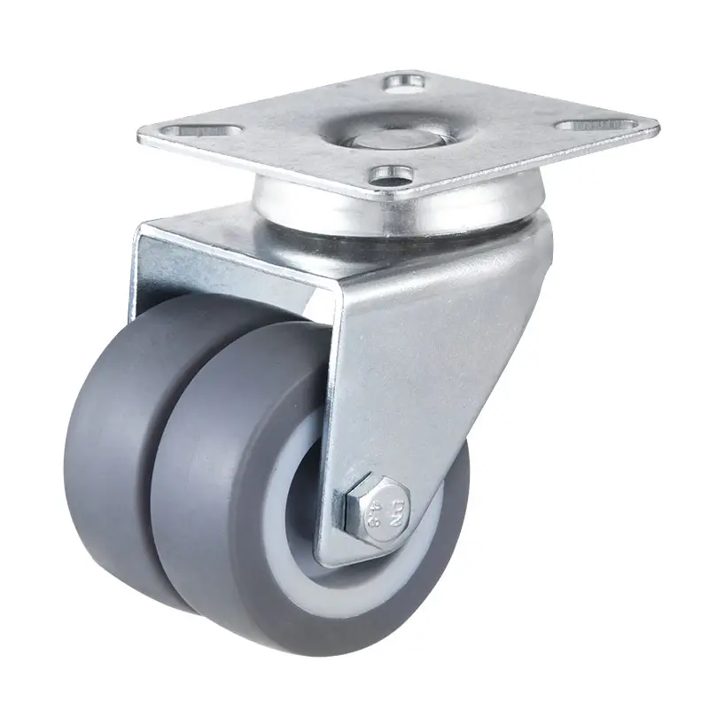 Smooth and Secure Mobility: 2-Inch Twin Wheel Swivel Plate Casters with Brake