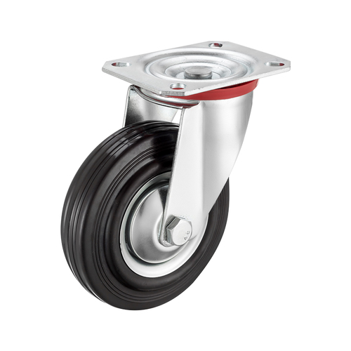 Industrial-Grade Rubber Wheel Swivel Plate Mounting Casters for Heavy-Duty Applications