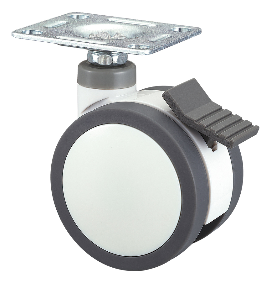 Low profile dual wheel caster