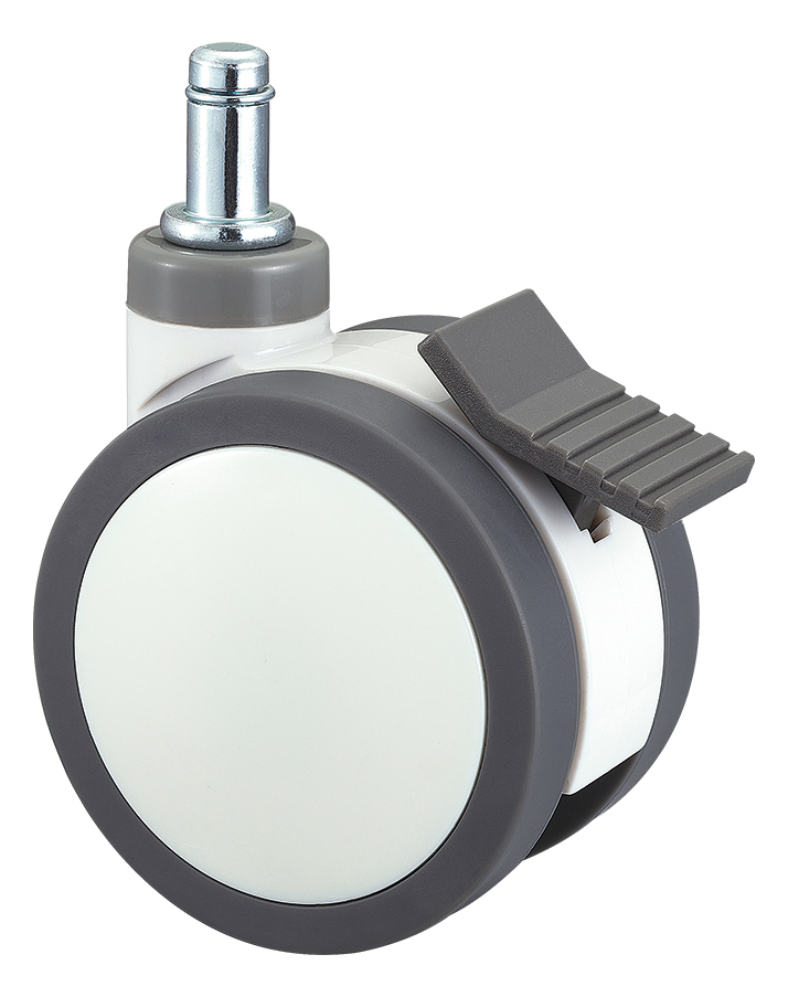 Dual wheel caster with brake