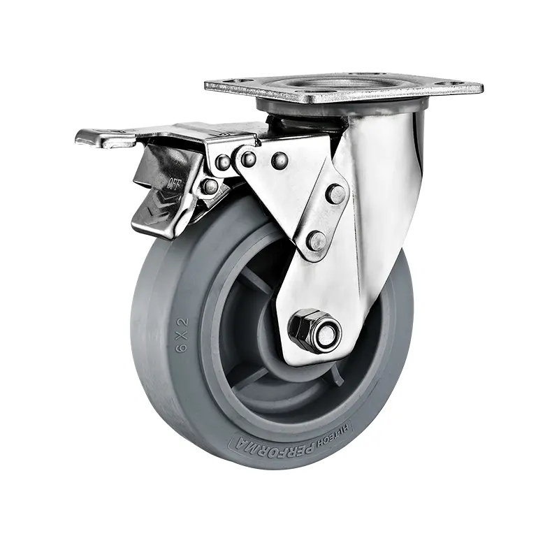 Heavy duty industrial swivel casters with total lock brake for warehouse trolleys and carts