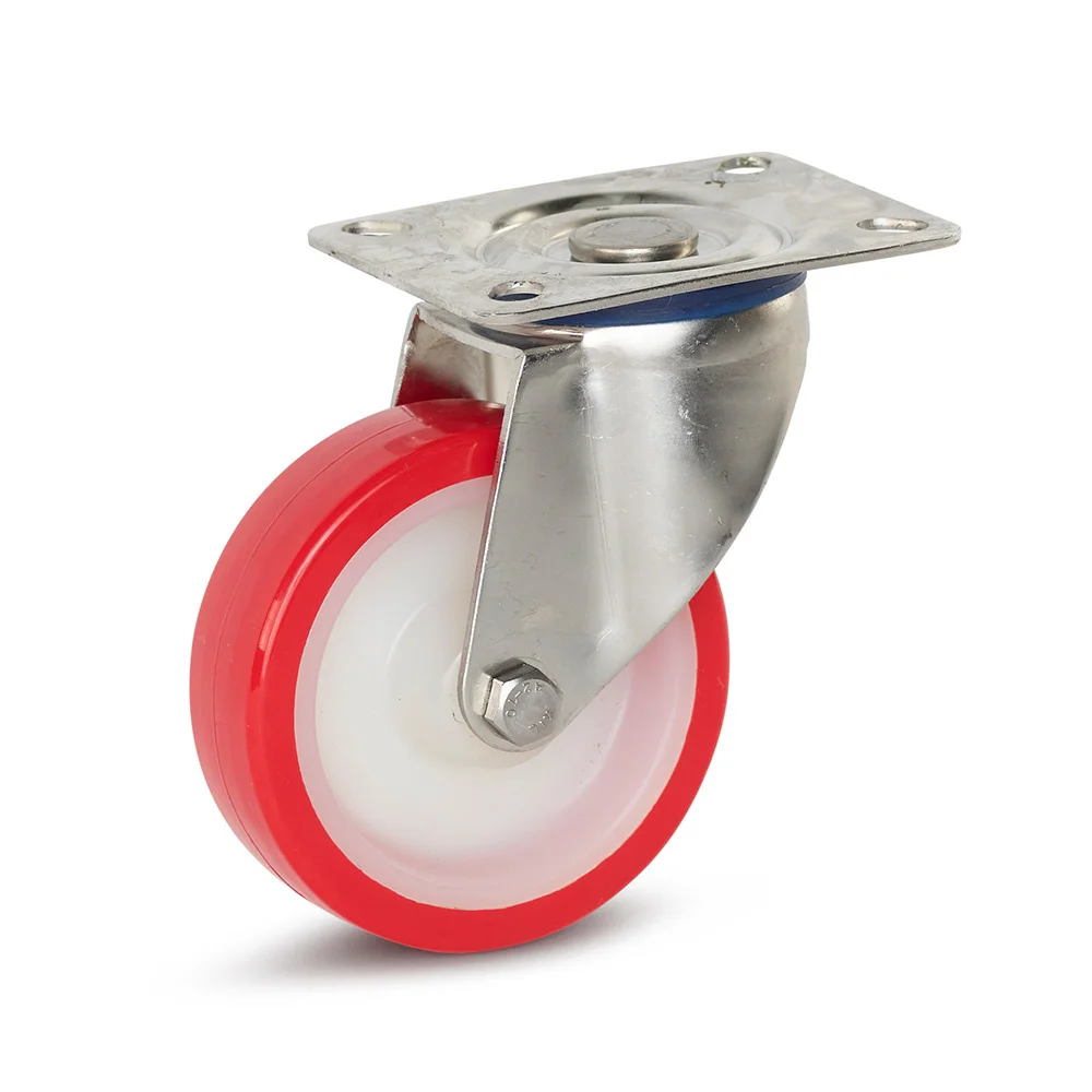 100mm PU Stainless Steel Swivel Top Plate 180kg