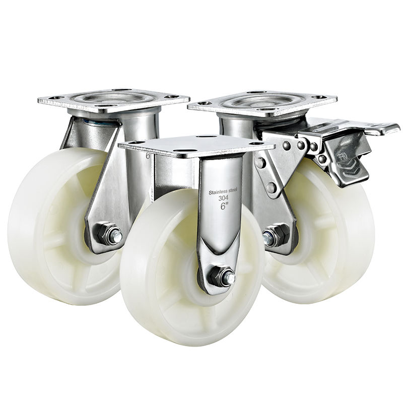 Heavy-Duty Stainless Steel Casters with Nylon Wheels