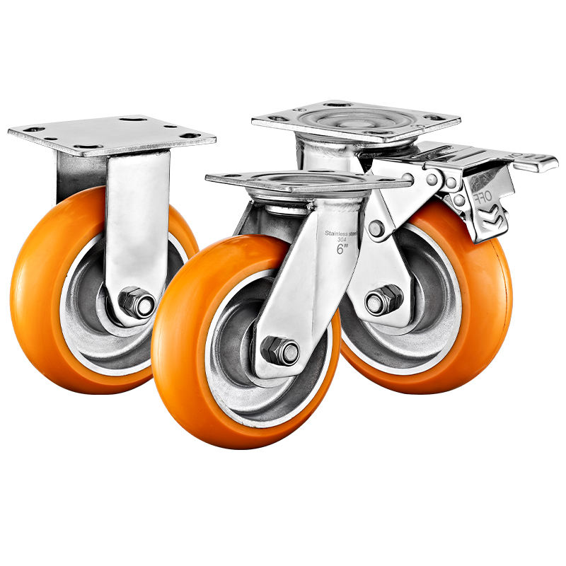 Heavy Duty 304 Stainless Steel Casters with PU Wheels – Manufacturer Direct